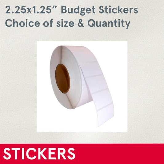 STICKERS (Budget, Bulk, Roll) Custom 2.25 inchesx1.25 inches, your image or text
