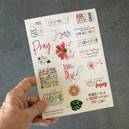 Floral Scripture Stickers | Pink Bible Verse Sticker Sheet for Bible Journaling, Prayer Journals & Christian Gifts