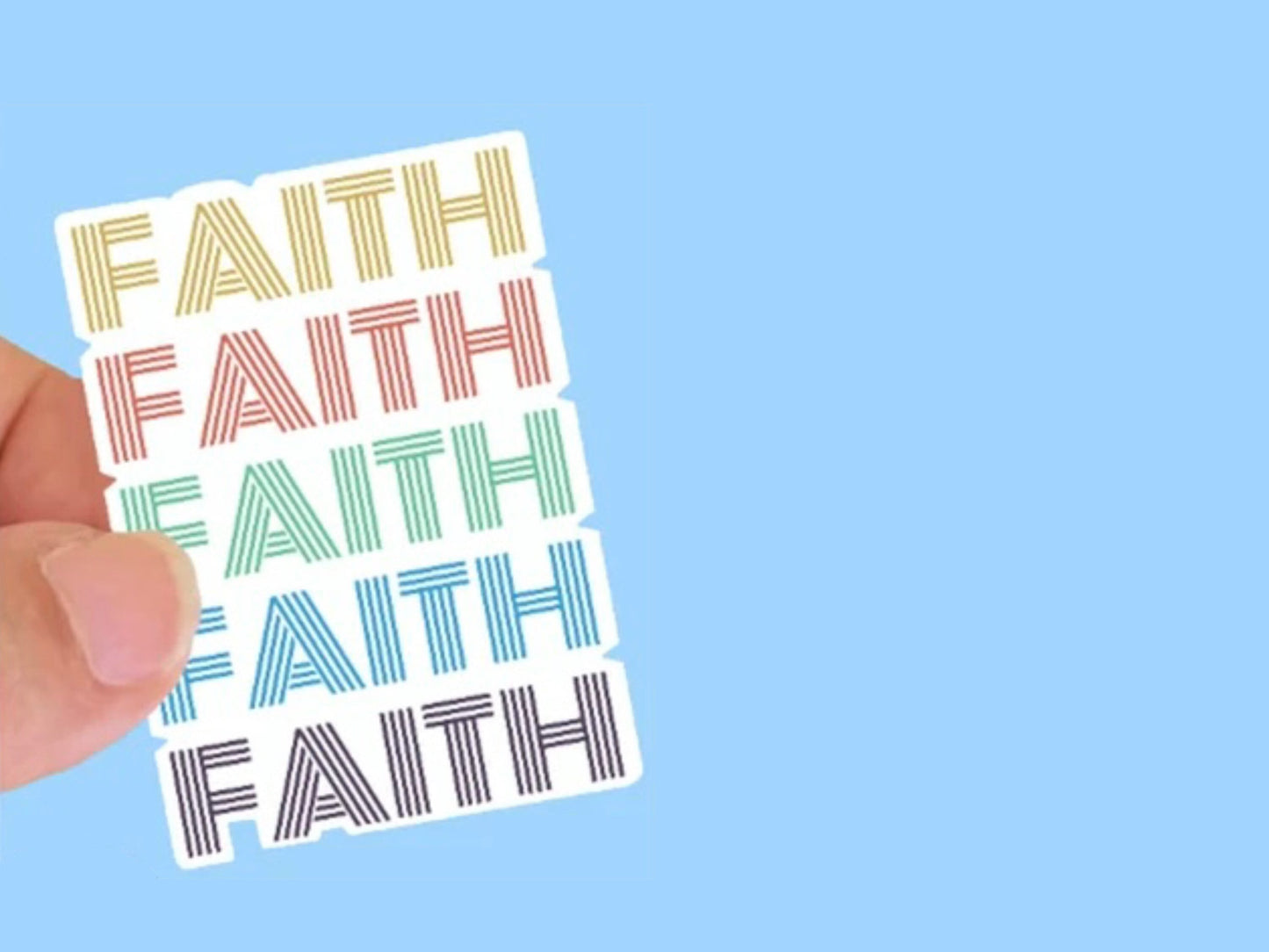 FAITH retro style multi color, Christian Faith UV/ Waterproof Vinyl Sticker/ Decal, Vertical- Choice of Size, Single or Bulk qty