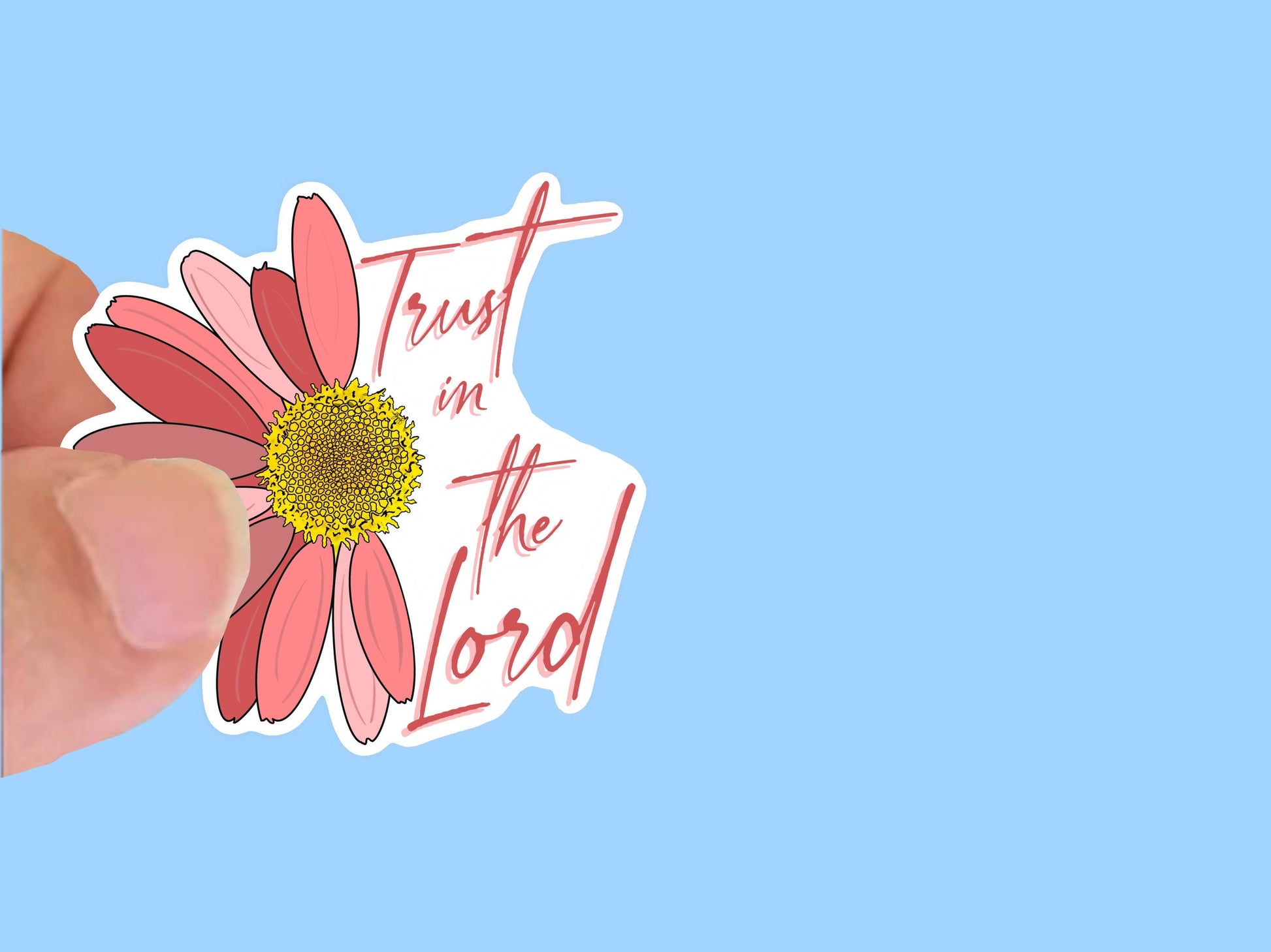 Trust in the Lord flower, Christian Faith UV/ Waterproof Vinyl Sticker/ Decal- Choice of Size, Single or Bulk qty