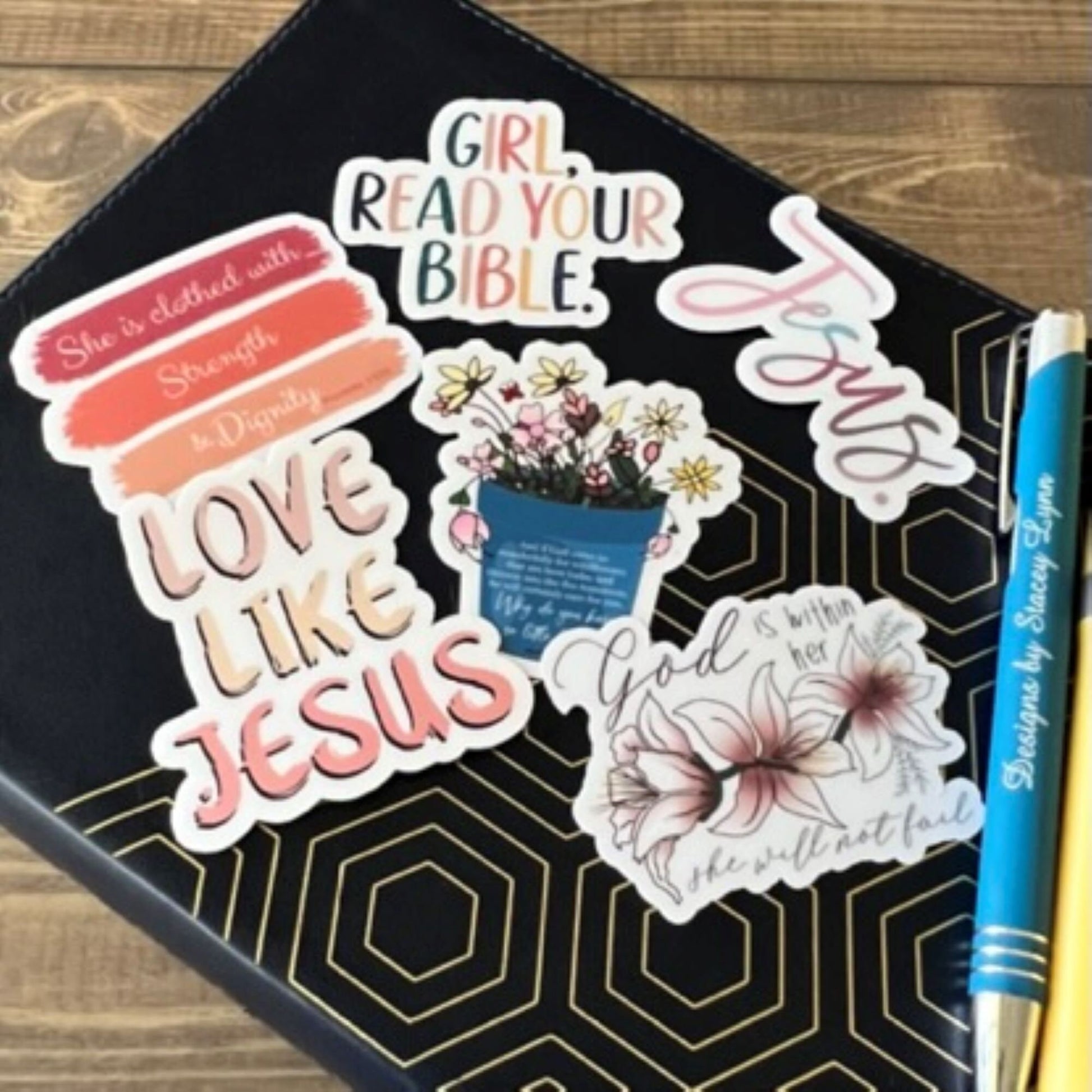 Christian Sticker Pack, Six Faith Stickers, Religious Decals, Bible Verse Stickers, Waterproof Sticker Bundle, Pack 2252