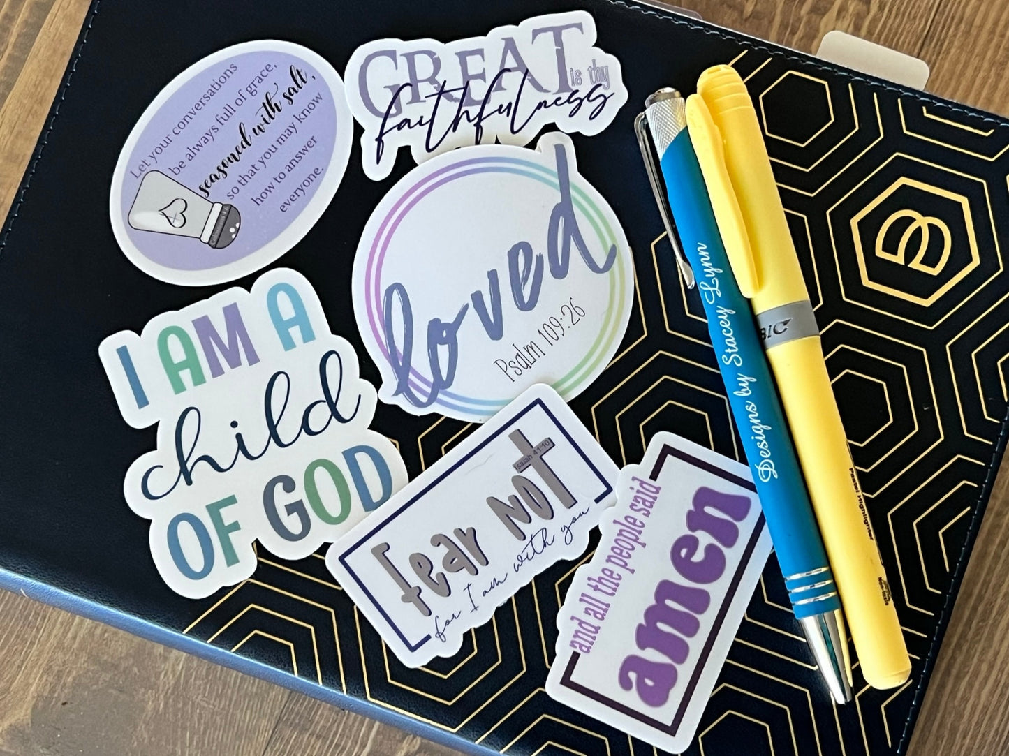 Christian Sticker Pack, Six Faith Stickers, Religious Decals, Bible Verse Stickers, Waterproof Sticker Bundle, Pack 2258