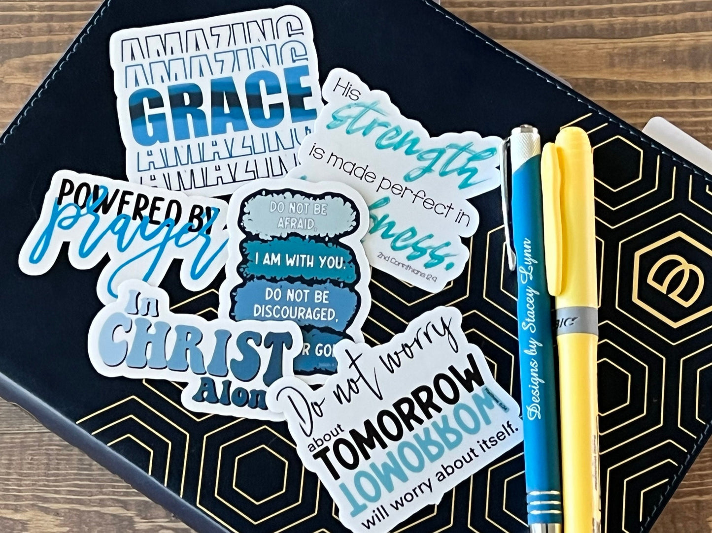 Christian Sticker Pack, Six Faith Stickers, Religious Decals, Bible Verse Stickers, Waterproof Sticker Bundle, Pack 2257