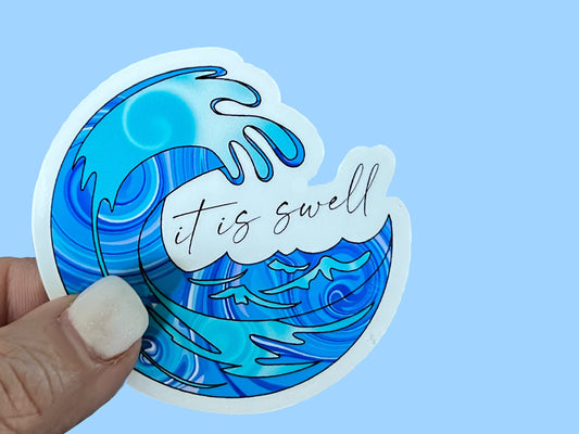Wave crest, It is Swell - It is well series, 2.5” Christian Faith UV/ Waterproof Vinyl Sticker/ Decal- Choice of Size