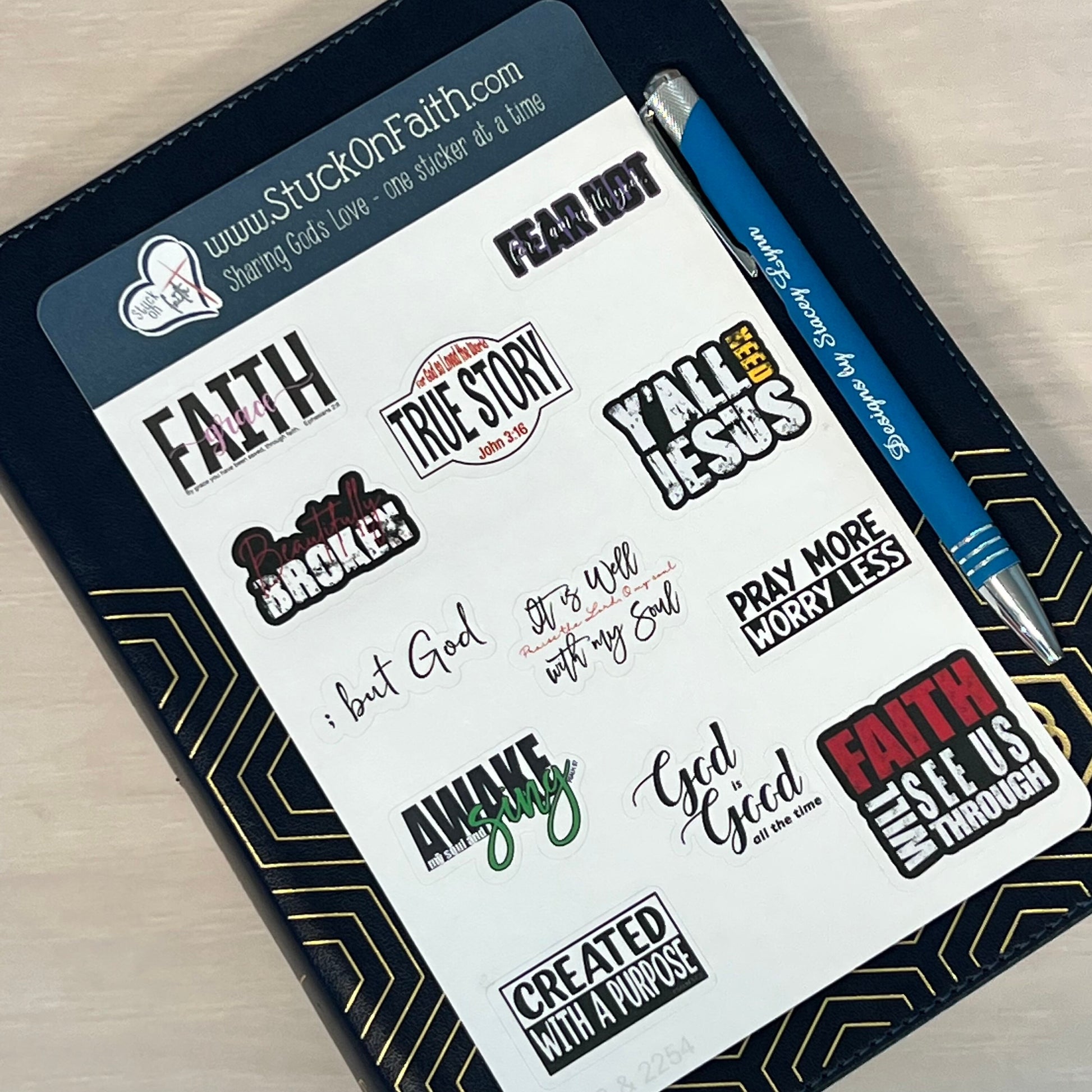 Christian Sticker Pack, Twelve Faith Stickers, Planner Stickers, Bible Verse Stickers, Removable paper stickers, Black and white pack