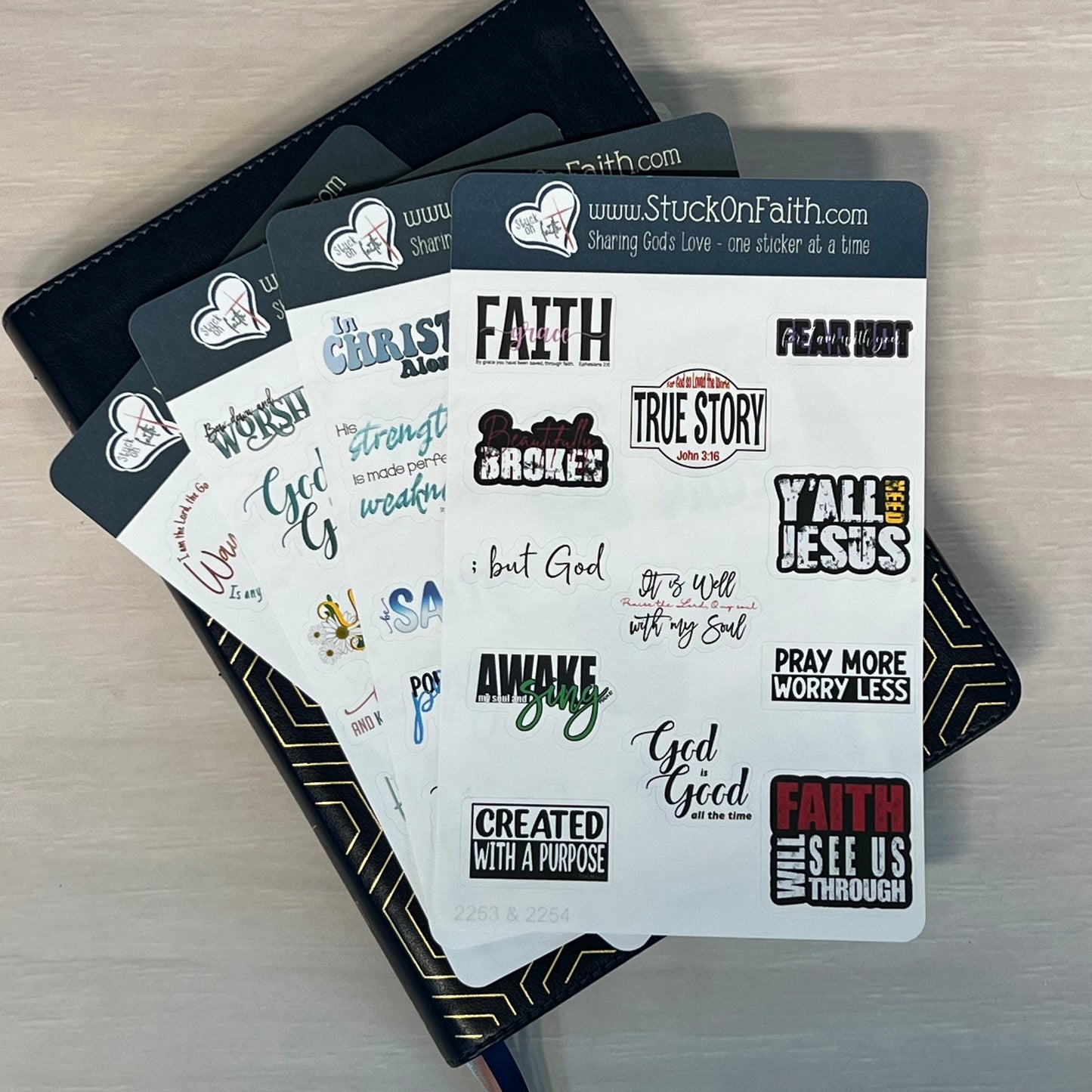 Christian Sticker Pack, Twelve Faith Stickers, Planner Stickers, Bible Verse Stickers, Removable paper stickers, blue pack