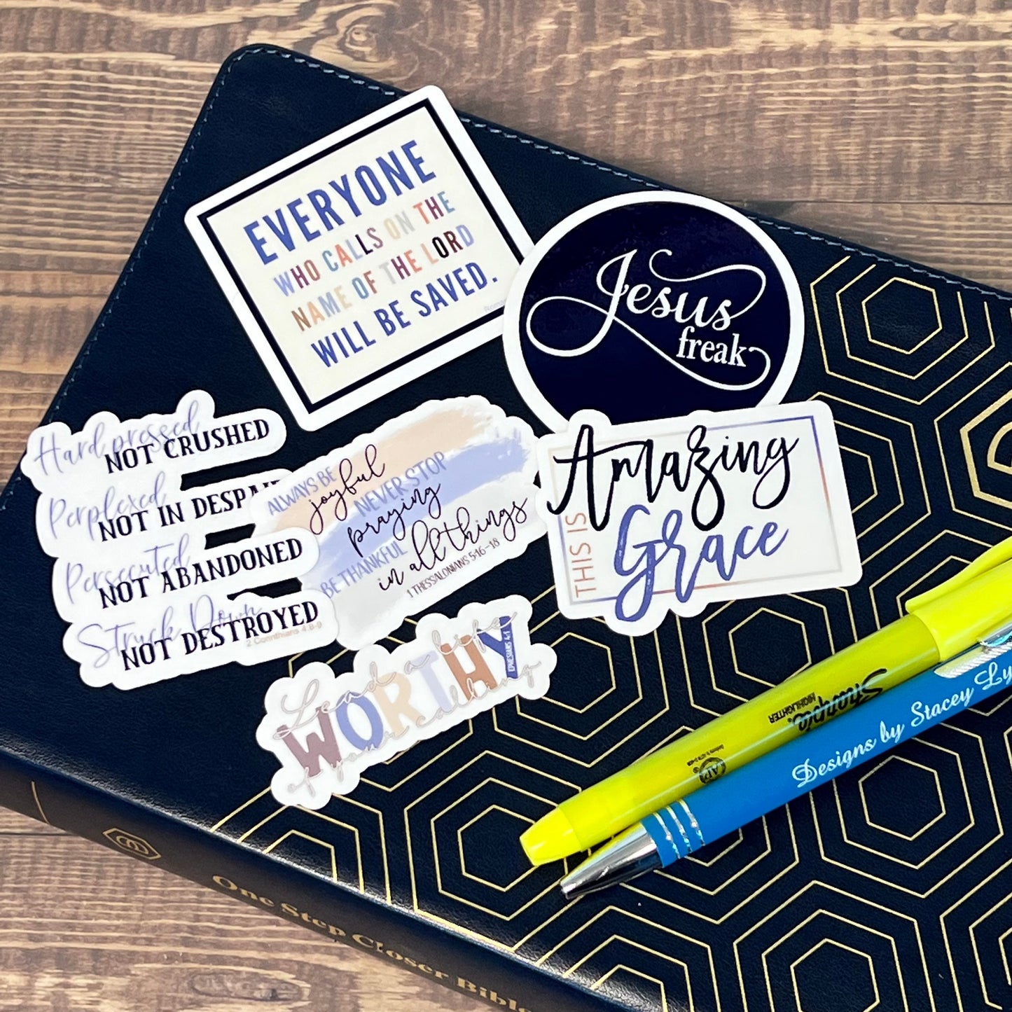 Christian Sticker Pack, Six Faith Stickers, Religious Decals, Bible Verse Stickers, Waterproof Sticker Bundle, Pack 2274