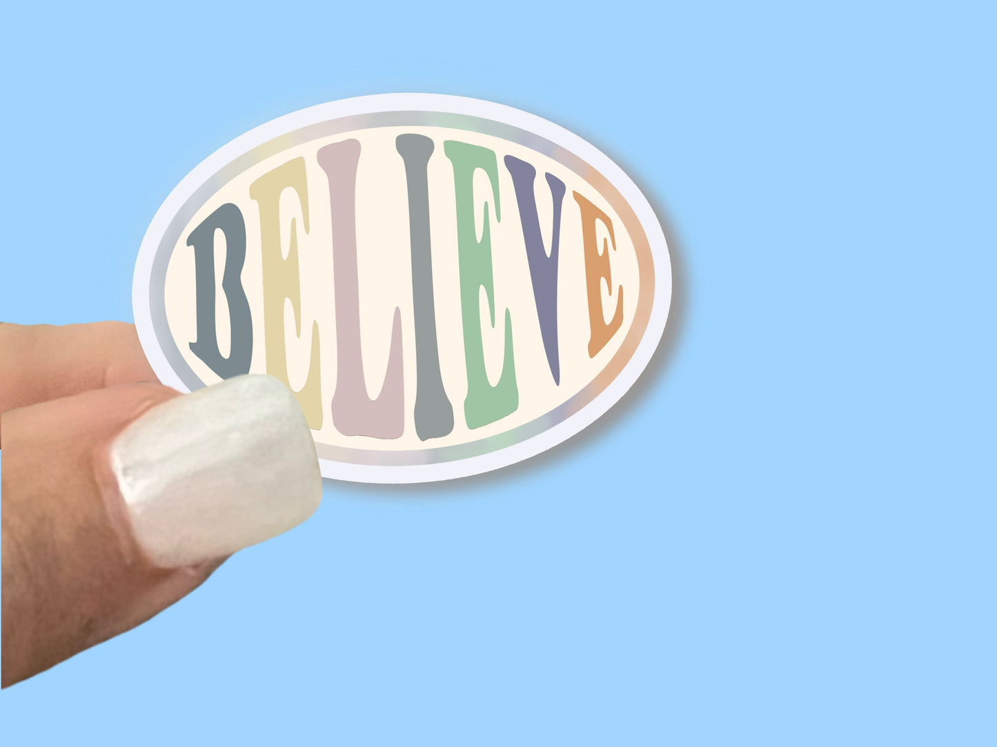 Believe, pastel watercolor, Christian Faith UV/ Waterproof Vinyl Sticker/ Decal- Choice of Size, Single or Bulk qty