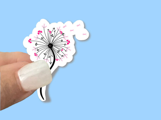 Breast Cancer Dandelion, Christian Faith Waterproof Vinyl Sticker/ Decal