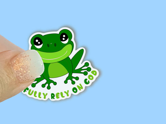 Fully Rely on God, FROG, Christian Faith UV/ Waterproof Vinyl Sticker/ Decal- Choice of Size, Single or Bulk qty