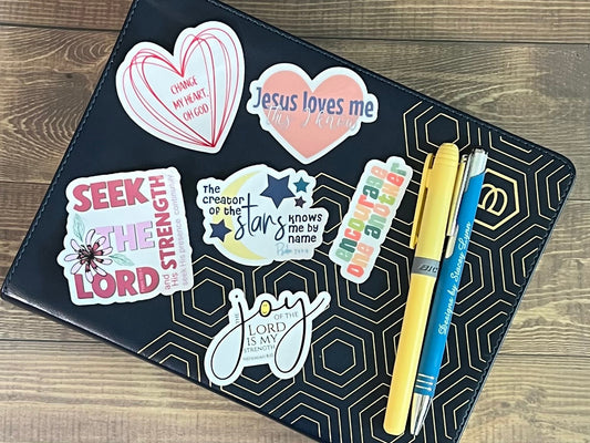 Christian Sticker Pack, Six Faith Stickers, Religious Decals, Bible Verse Stickers, Waterproof Sticker Bundle, Pack 2292