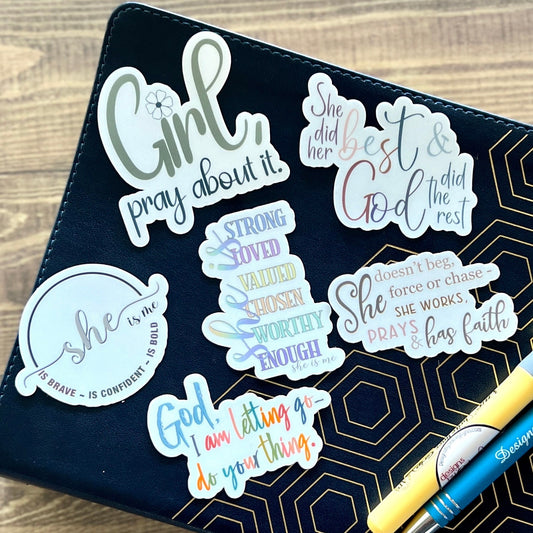 Christian Sticker Pack, Six Faith Stickers, Planner Stickers, Bible Verse Stickers, Waterproof stickers, Bible Journaling, Pack 2303