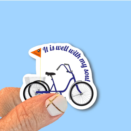 It is well with my soul tricycle- Christian Faith UV/ Waterproof Vinyl Sticker/ Decal- Choice of Size, Single or Bulk qty