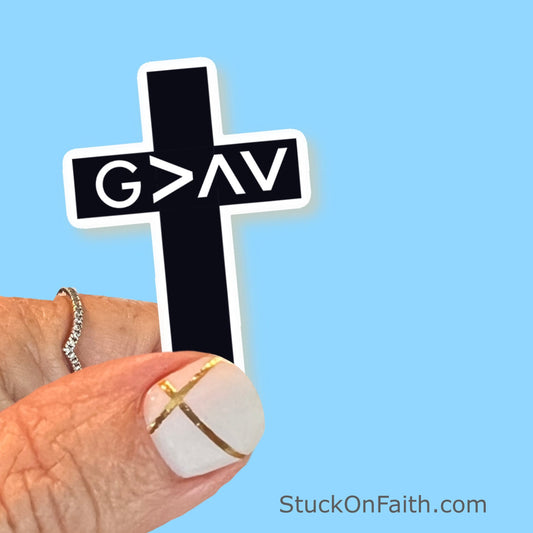 God is greater than the highs & lows - Cross - Christian Faith UV/ Waterproof Vinyl Sticker/ Decal- Choice of Size