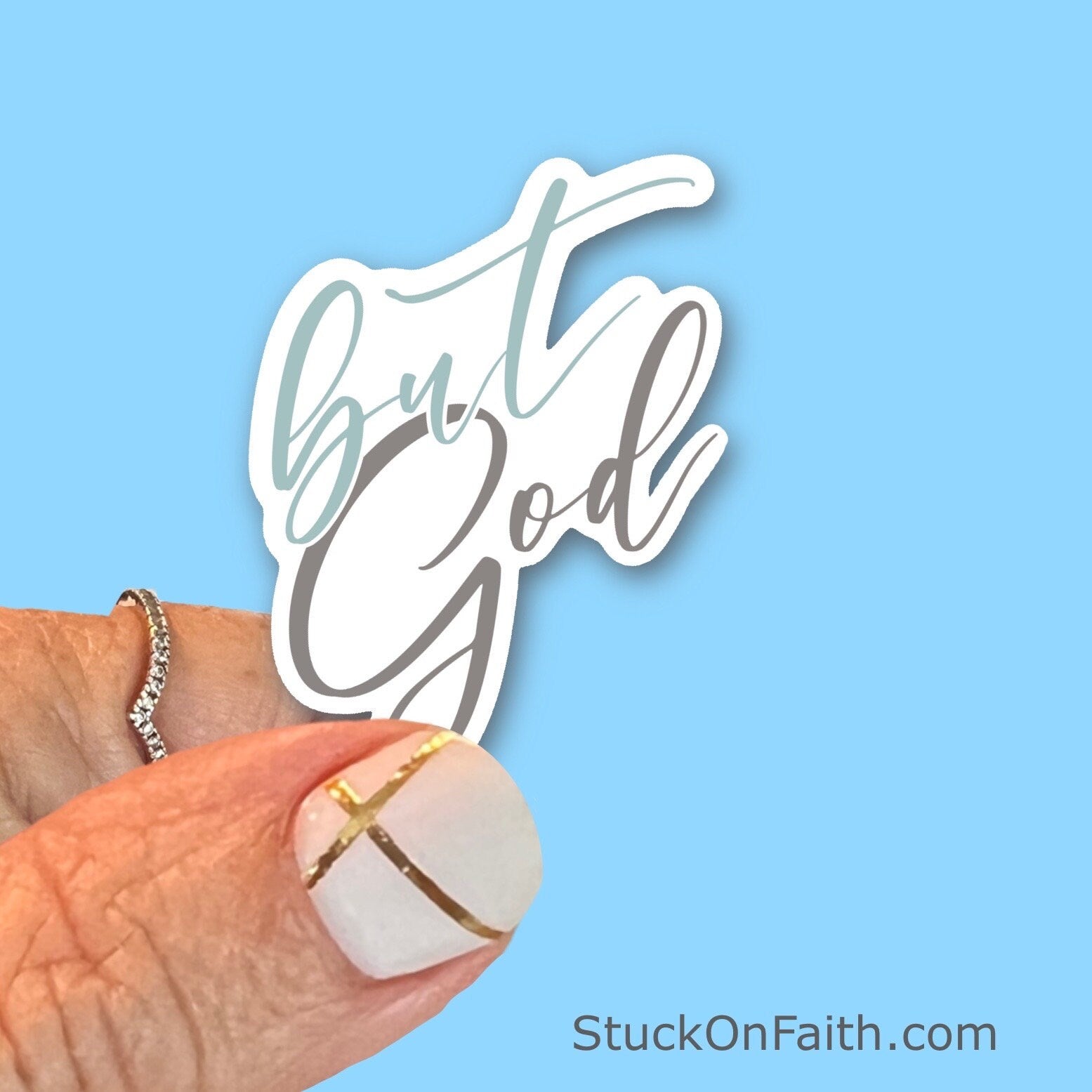 But God, pretty script - Christian Faith UV/ Waterproof Vinyl Sticker/ Decal- Choice of Size