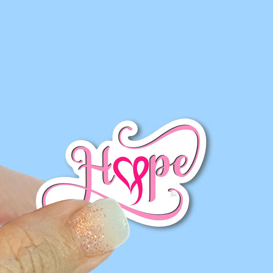 Breast Cancer Hope awareness ribbon, Waterproof Vinyl Sticker/ Decal