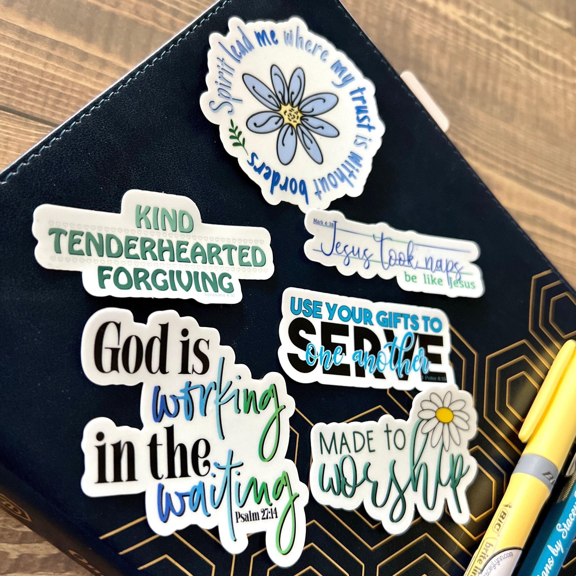 Christian Sticker Pack, Six Faith Stickers, Planner Stickers, Bible Verse Stickers, Waterproof stickers, Bible Journaling, Pack 2299