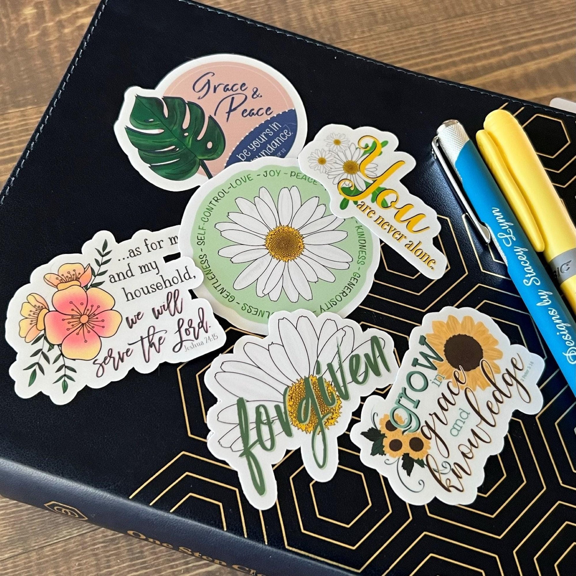 Christian Sticker Pack, Six Faith Stickers, Religious Decals, Bible Verse Stickers, Waterproof Sticker Bundle, Pack 2259