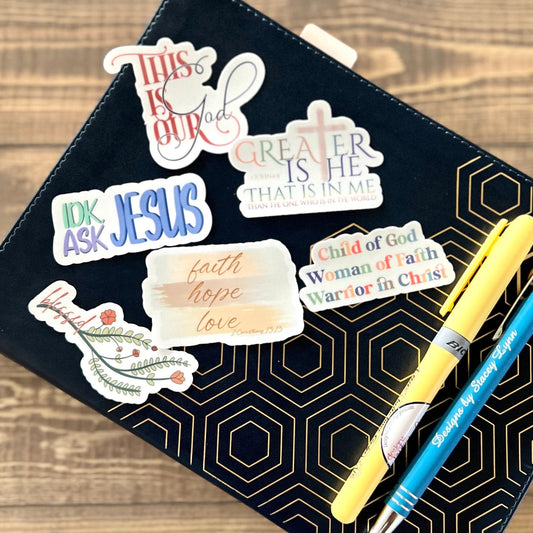 Christian Sticker Pack, Six Faith Stickers, Planner Stickers, Bible Verse Stickers, Waterproof stickers, Bible Journaling, Pack 2301