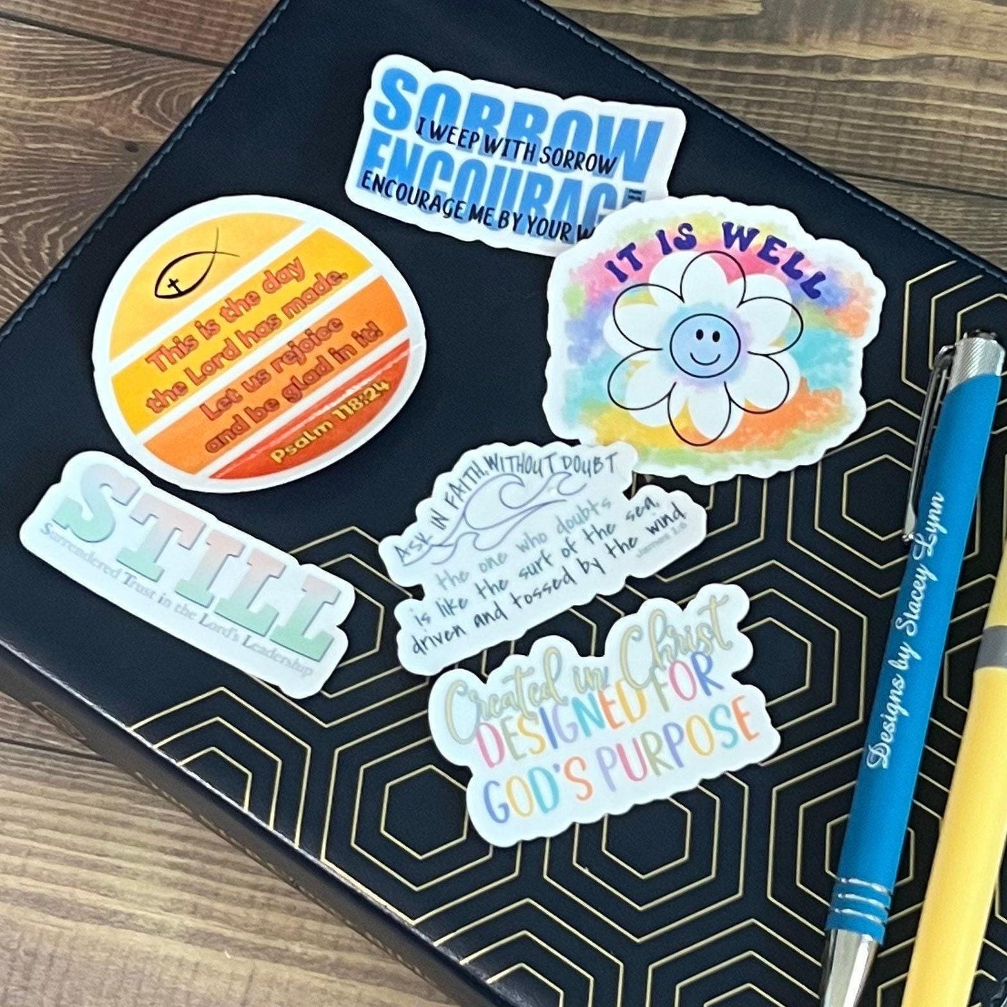 Christian Sticker Pack, Six Faith Stickers, Religious Decals, Bible Verse Stickers, Waterproof Sticker Bundle, Pack 2286