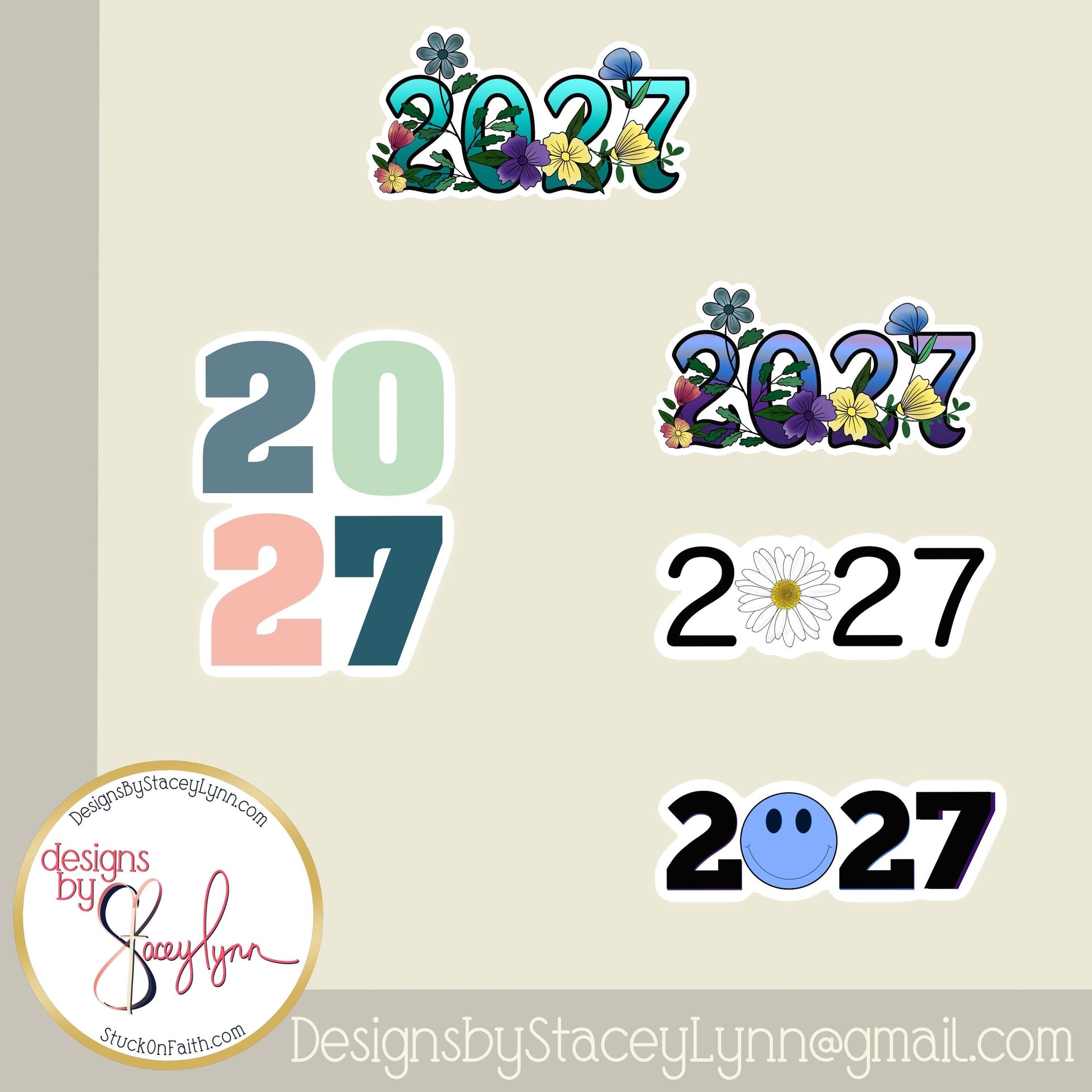 2027 Stickers, Choice of Design - Durable Vinyl Sticker for Water Bottles, Journals, Car Windows, Laptops & More