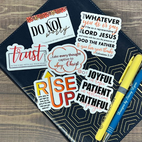 Christian Sticker Pack, Six Faith Stickers, Religious Decals, Bible Verse Stickers, Waterproof Sticker Bundle, Pack 2280