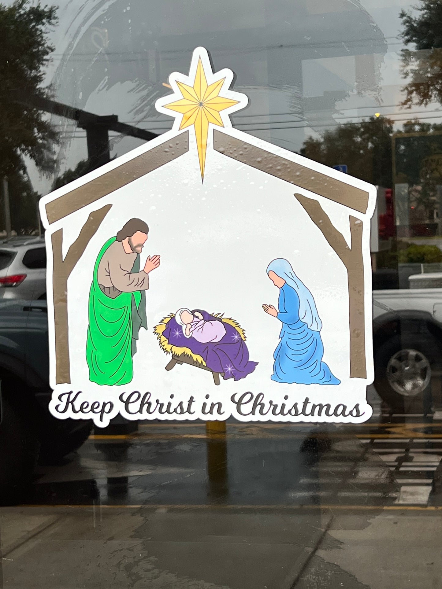 CLINGS - Keep Christ In Christmas | Christmas Window Clings | Removable, repositionable white vinyl