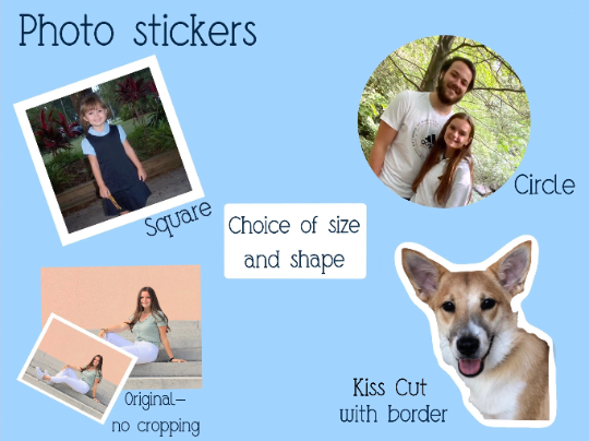 Waterproof Photo Sticker, choice of size and shape