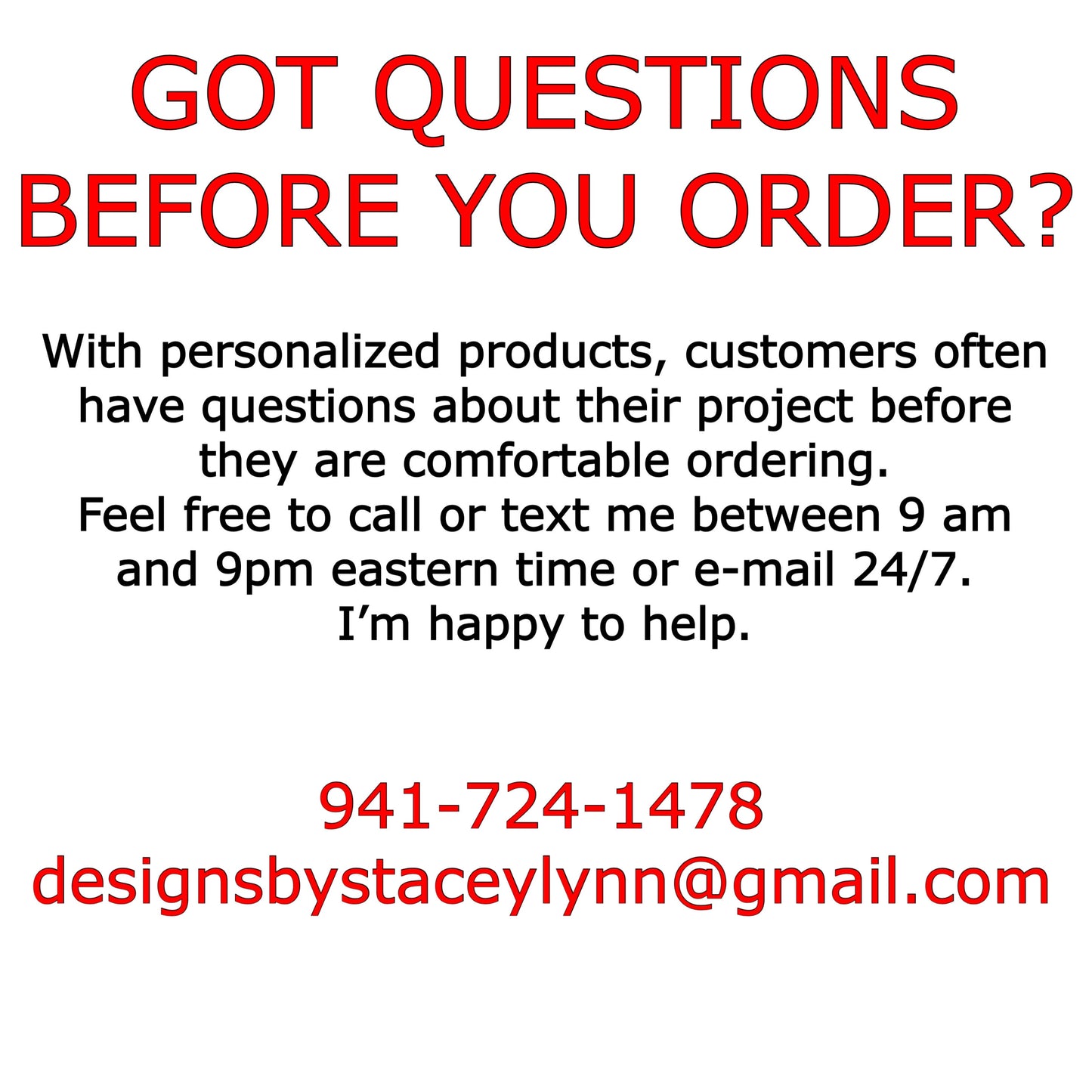 Custom order deposit - for personal, non-commercial orders