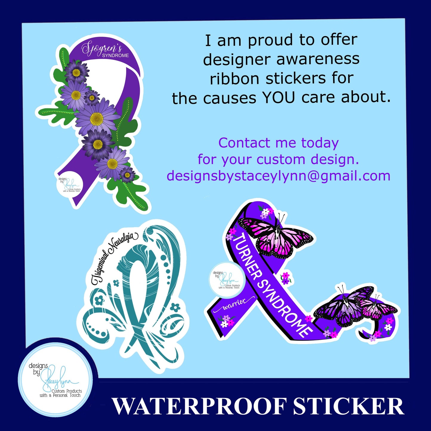 Type 1 Diabetes Awareness Ribbon Vinyl Waterproof Sticker