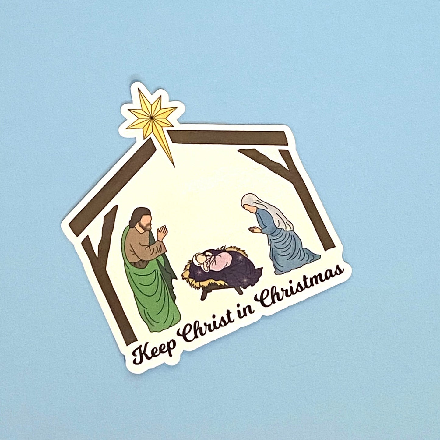 Nativity Keep Christ in Christmas Waterproof Sticker - Choice of Size