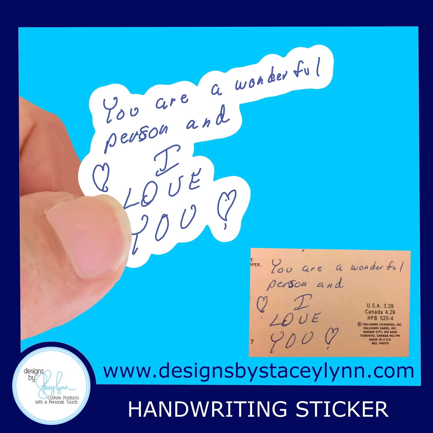 Custom Handwriting Vinyl Waterproof Sticker - loved one’s handwriting, child’s writing, sentimental gift