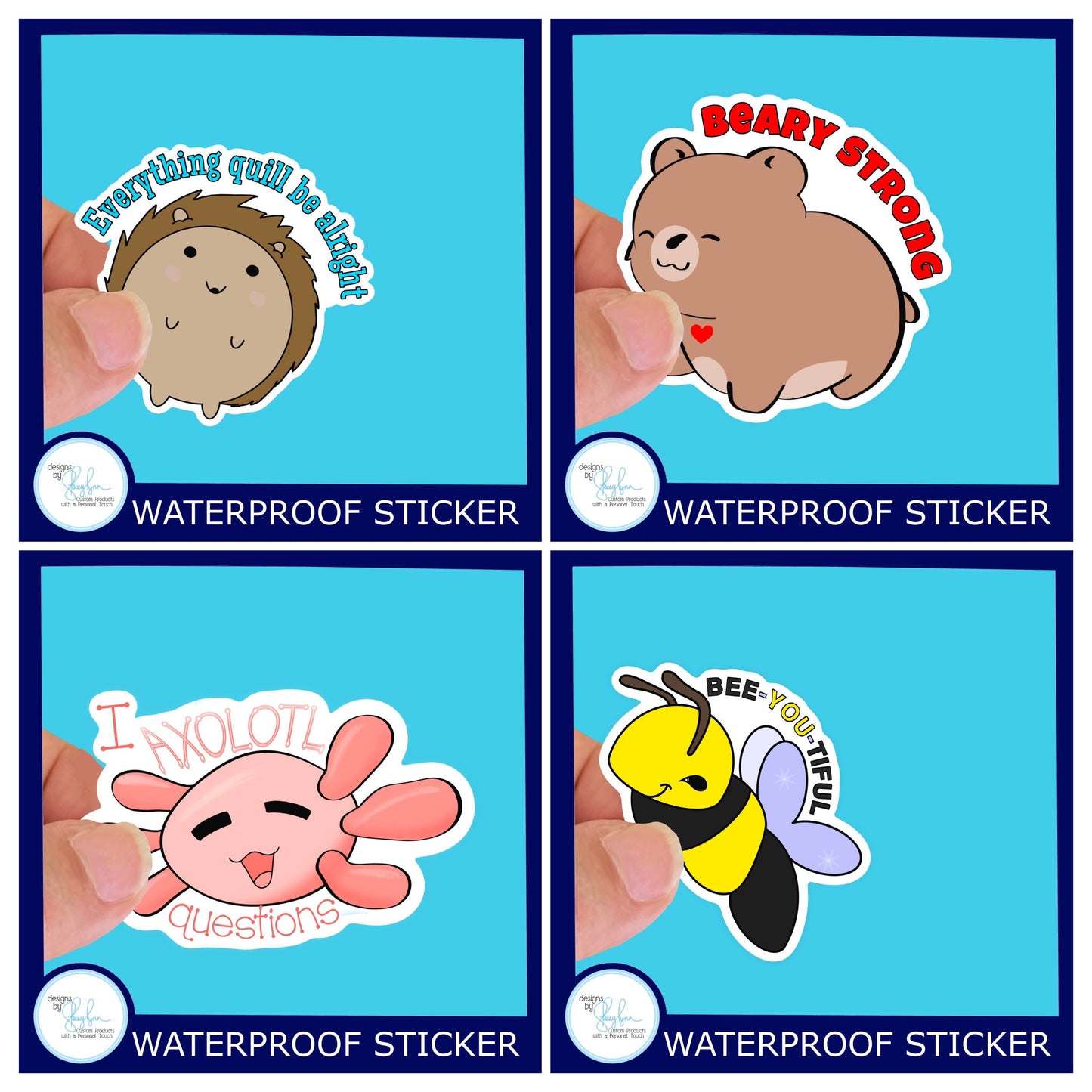 Hedgehog Everything quill be alright Waterproof Sticker, Water Bottle decal, Laptop sticker, animal Stickers,