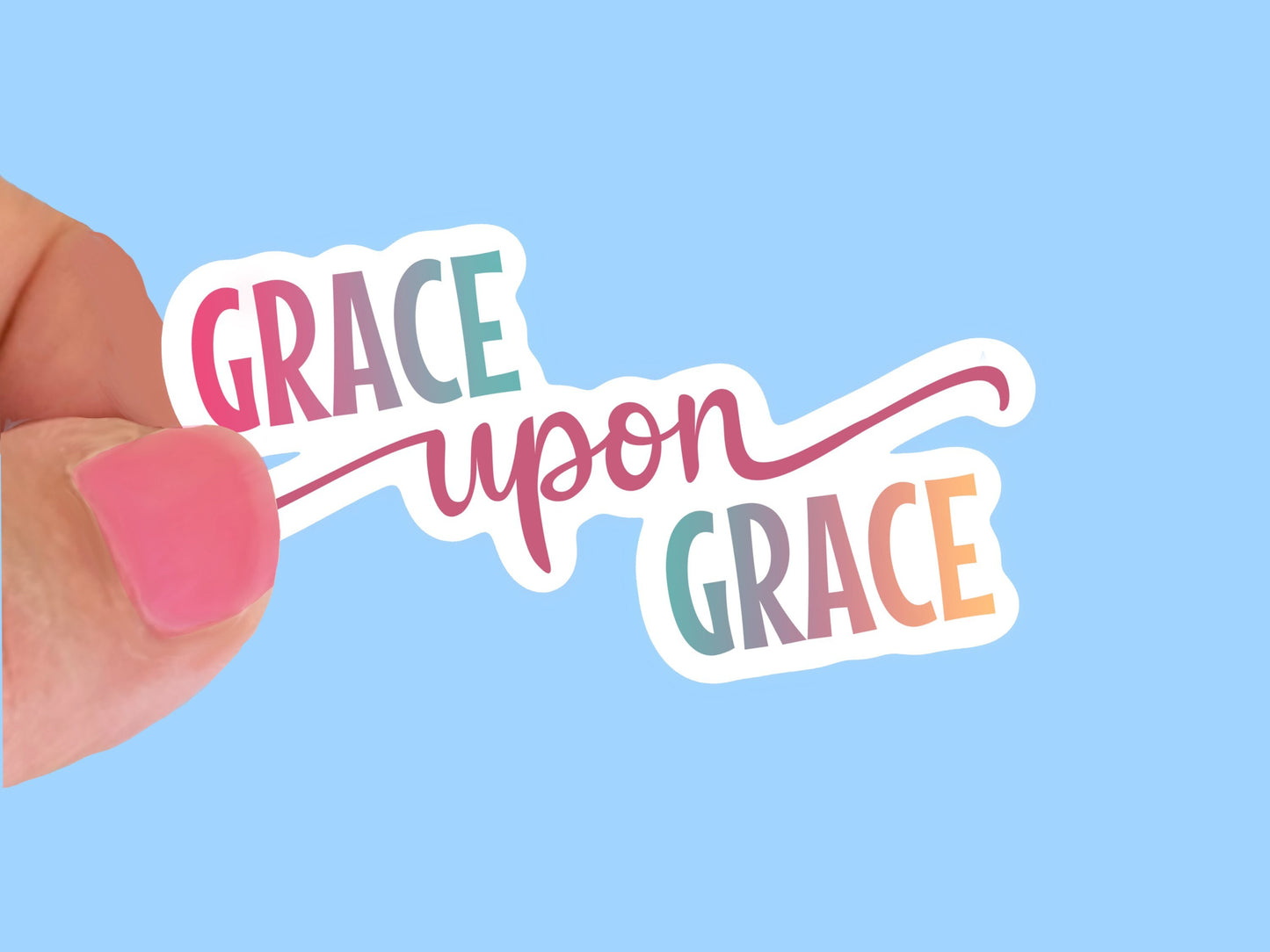 Grace upon Grace watercolor style , Waterproof Vinyl Sticker/ Decal- Choice of Size
