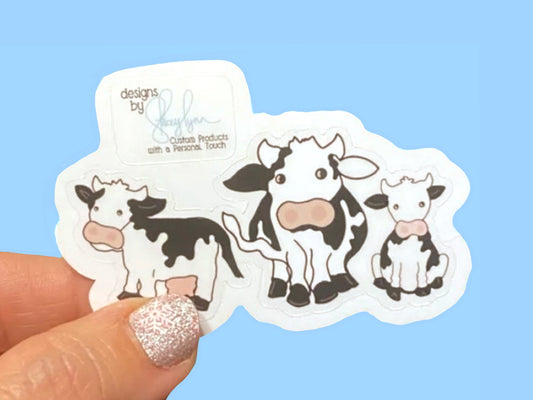 Cow Herd 3 cows Waterproof Sticker, Water Bottle decal, Laptop sticker, animal Stickers,