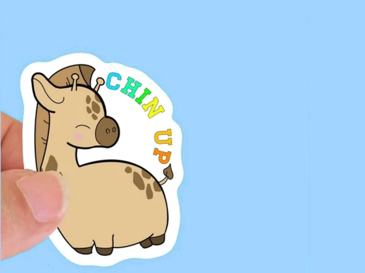 Giraffe Chin Up  Encouraging Kid’s get wellWaterproof Sticker, Water Bottle Decal, Laptop Sticker