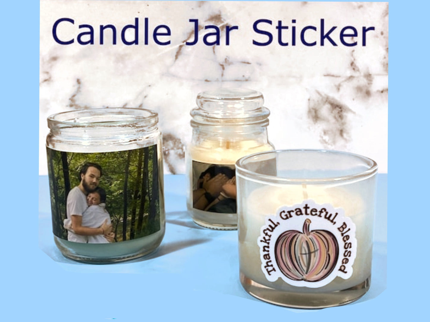 CANDLE JAR photo Sticker Waterproof, Laminated, choice of size - Great gift!