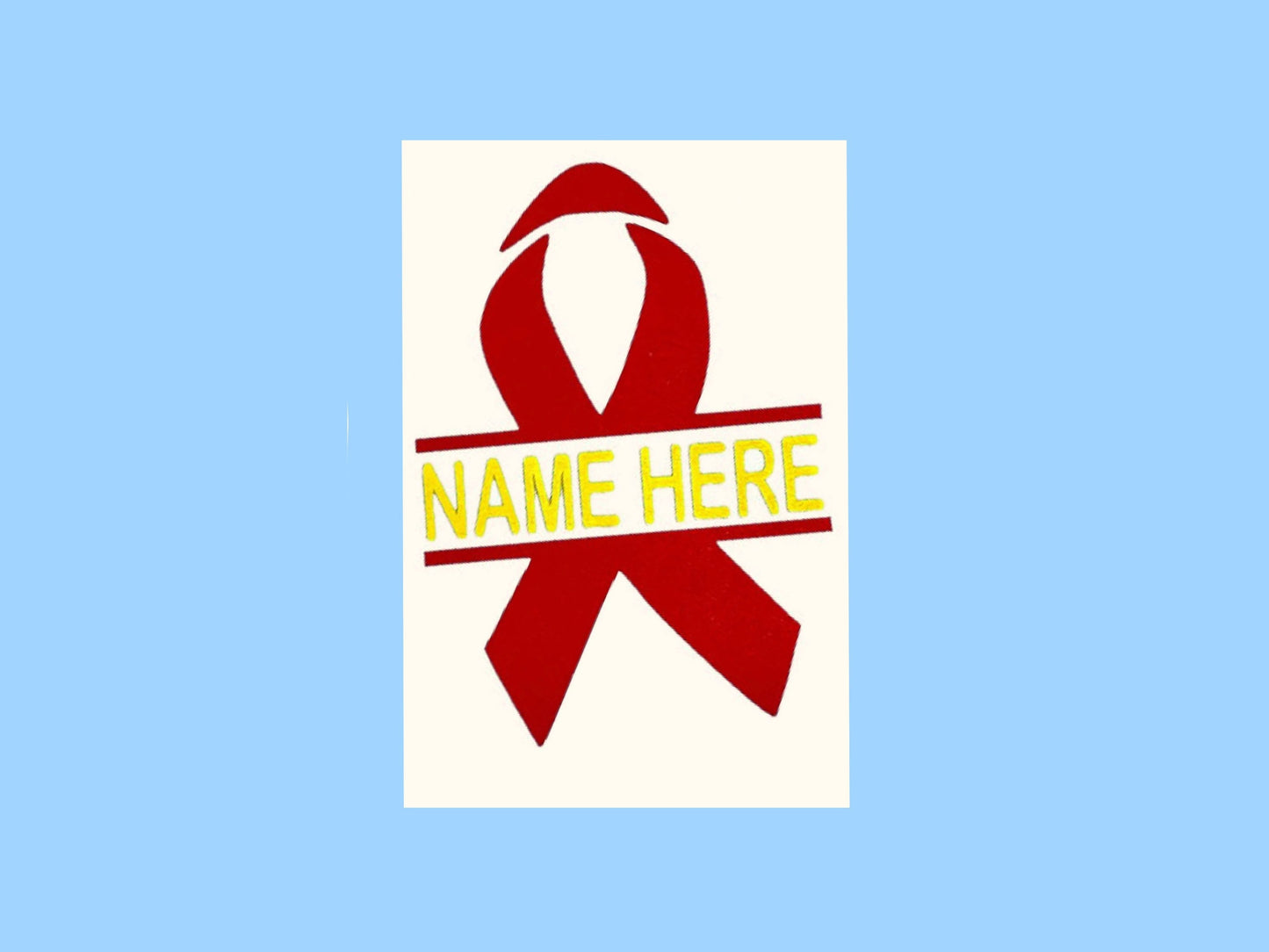 Personalized COVID 19 Red and Yellow awareness ribbon VINYL DECAL- For fighter, survivor, in memory of a loved one