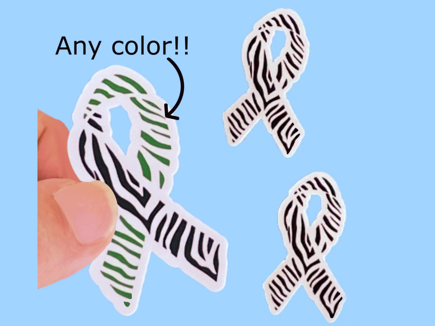 Zebra Awareness Ribbon Vinyl Waterproof Sticker