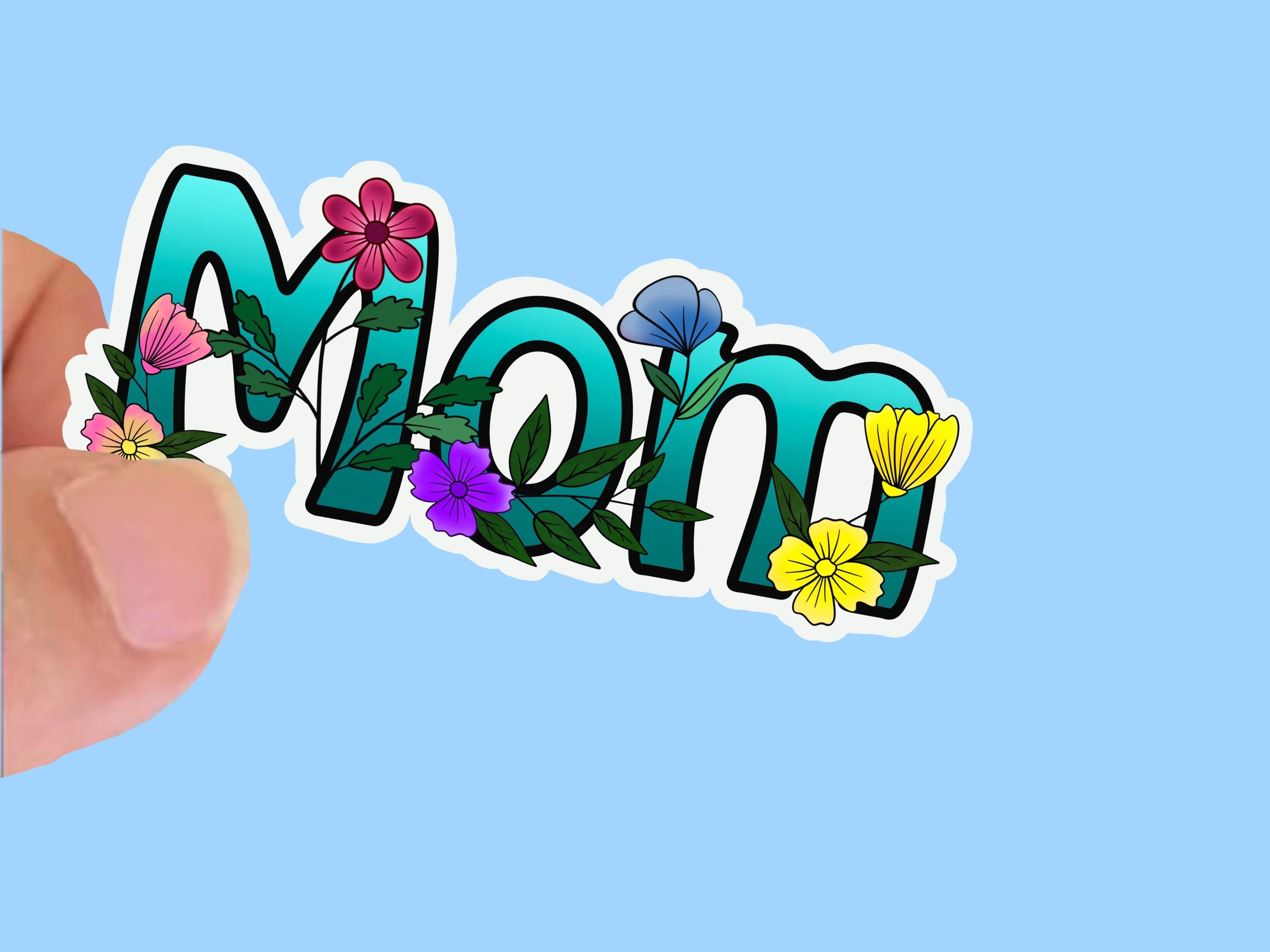 Mom WildflowerSticker, Waterproof Vinyl Decal, Laptop Sticker, Water B ...