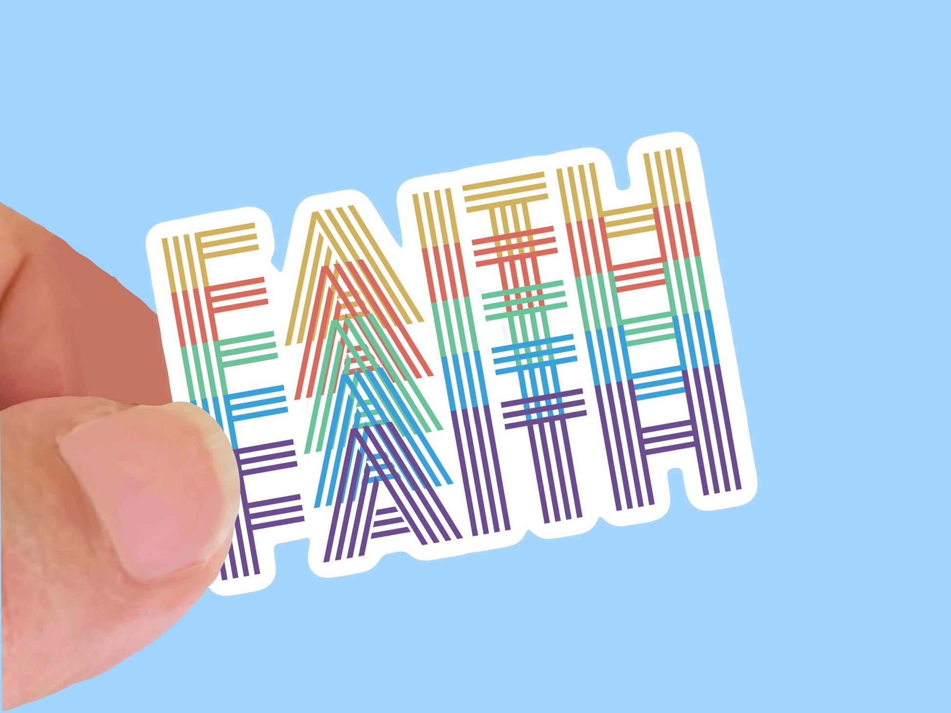 FAITH retro style multi color, Christian Faith UV/ Waterproof Vinyl Sticker/ Decal,Horizontal- Choice of Size, Single or Bulk qty