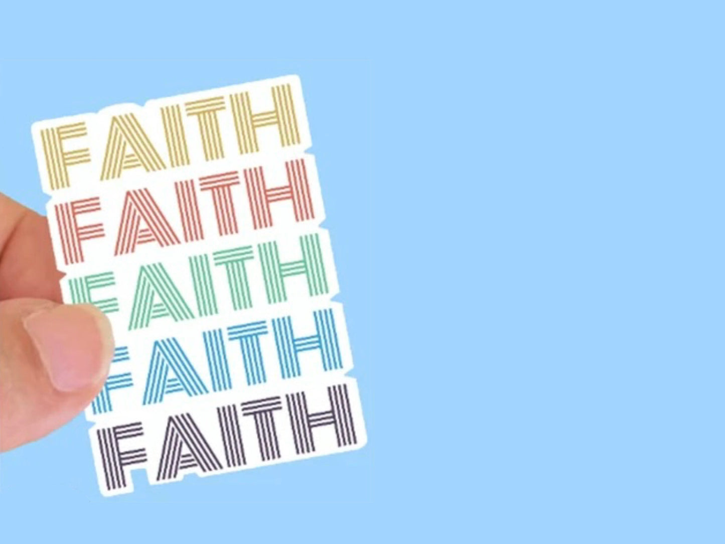 FAITH retro style multi color, Christian Faith UV/ Waterproof Vinyl Sticker/ Decal, Vertical- Choice of Size