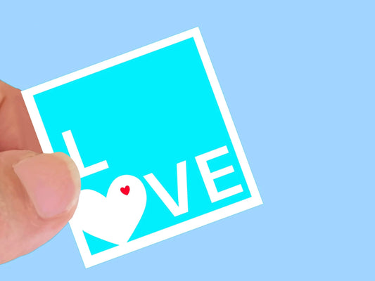 Love pretty turquoise, aqua trendy Waterproof Vinyl Sticker, Laptop or Water bottle decal, Gift for Sticker Collector,