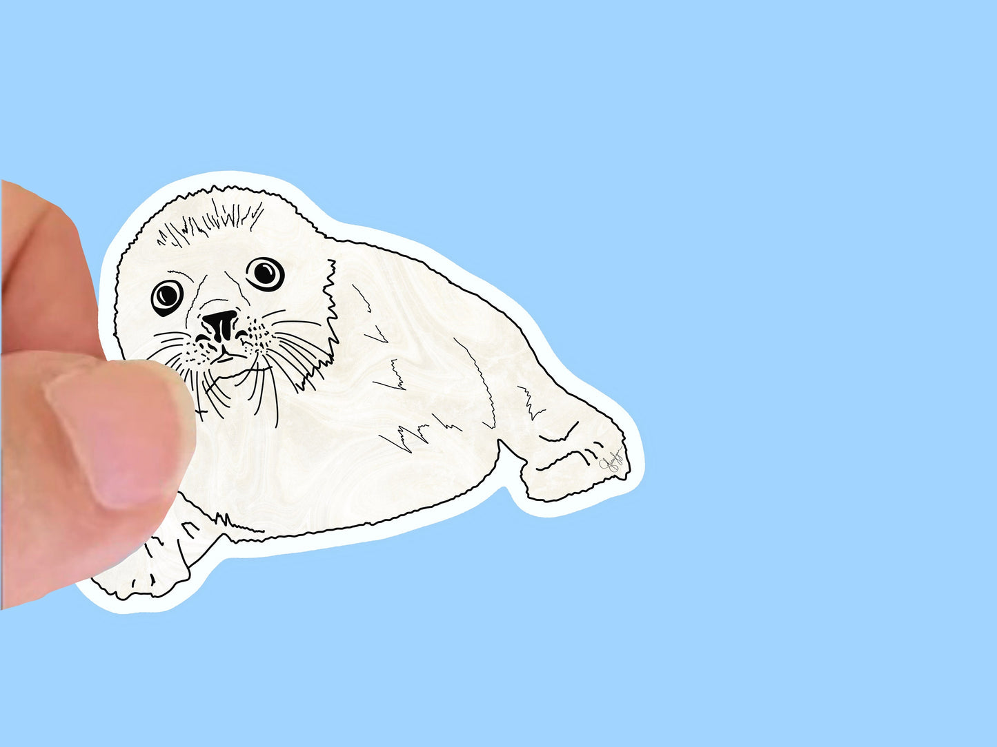White Polar Seal  Waterproof Sticker, Water Bottle decal, Laptop sticker, animal Stickers,