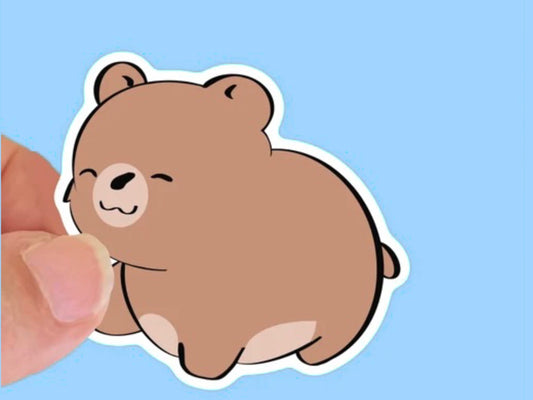 Bear Cub  Cute Kawaii Waterproof Sticker, Water Bottle decal, Laptop sticker, animal Stickers,