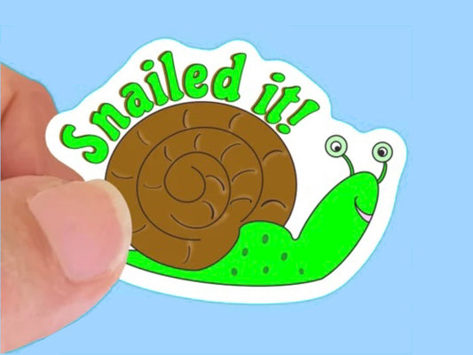 Snailed It Waterproof Sticker, Water Bottle decal, Laptop sticker, animal Stickers,