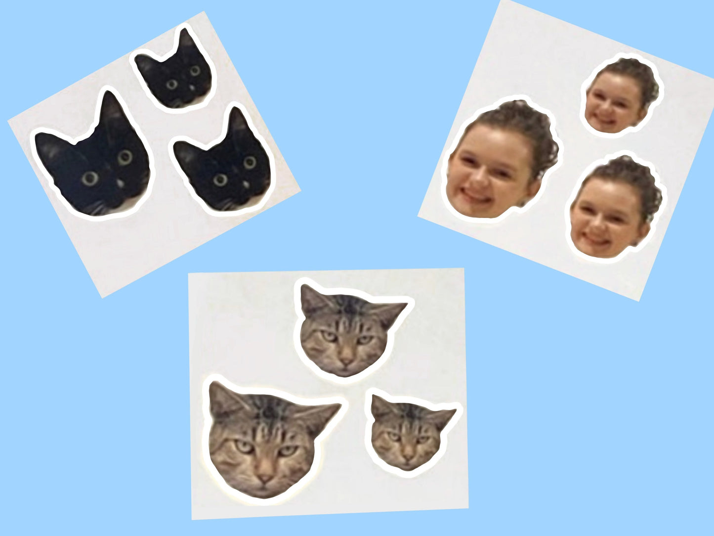 FACE STICKERS, WATERPROOF - Die-Cut Sticker, Choice of Size, Laminated Glossy or Matte