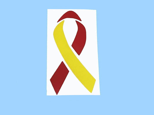 COVID 19 Red and Yellow awareness ribbon VINYL DECAL- For fighter, survivor, in memory of a loved one, gift for essential worker