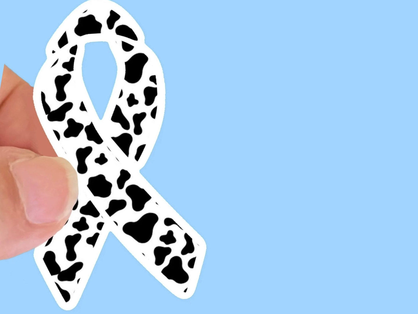 Omphalocele Cow Print Awareness Ribbon Vinyl Waterproof Sticker - Use for Water bottle, Laptop & other smooth surfaces