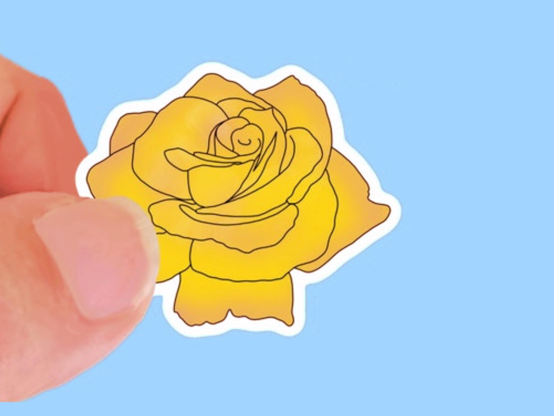 Yellow Rose Sticker, Waterproof Vinyl Decal, Laptop Sticker, Water Bottle Sticker, Aesthetic Stickers, choice of size